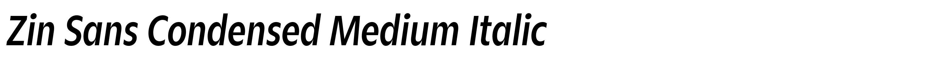 Zin Sans Condensed Medium Italic